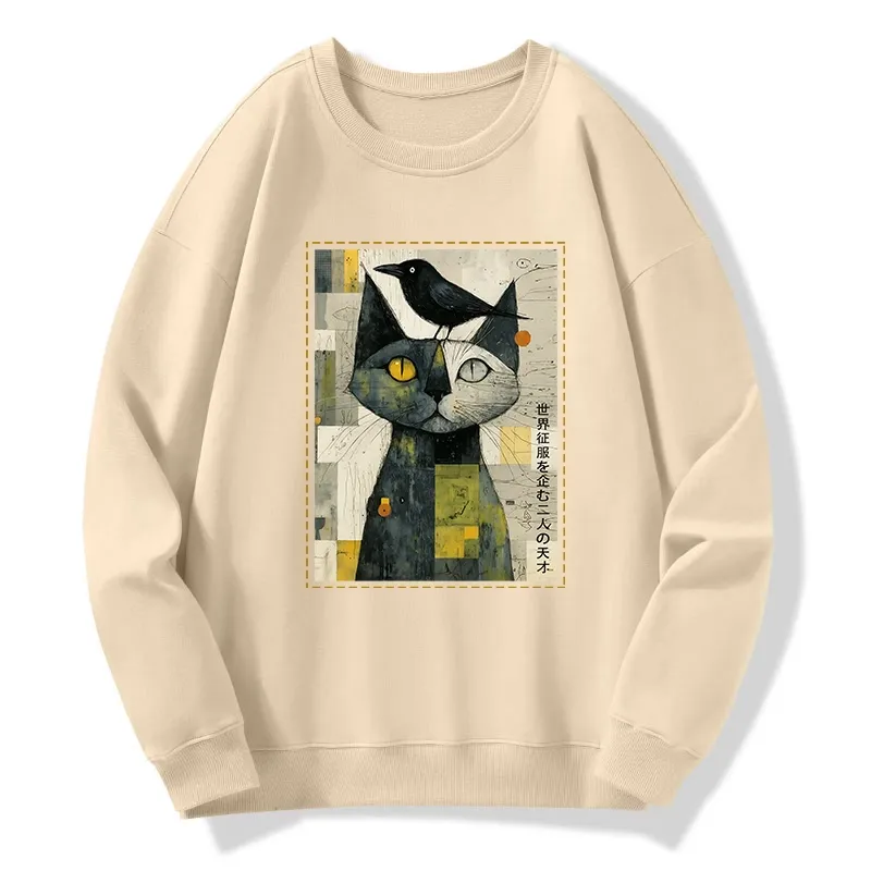 Tokyo-Tiger The Cat And The Crow Are Planning To Rule The World Classic Sweatshirt