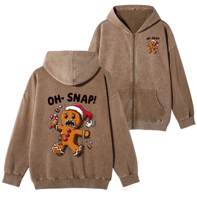 Tokyo-Tiger Oh Snap The Gingerbread Man's Christmas Chaos Washed Zip Hoodie Sale