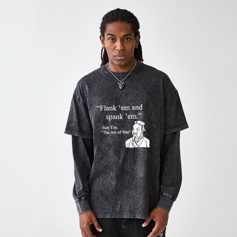Tokyo-Tiger The Art Of War Funny Washed Double Layer T-Shirt