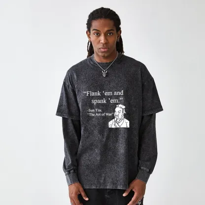 Tokyo-Tiger The Art Of War Funny Washed Double Layer T-Shirt