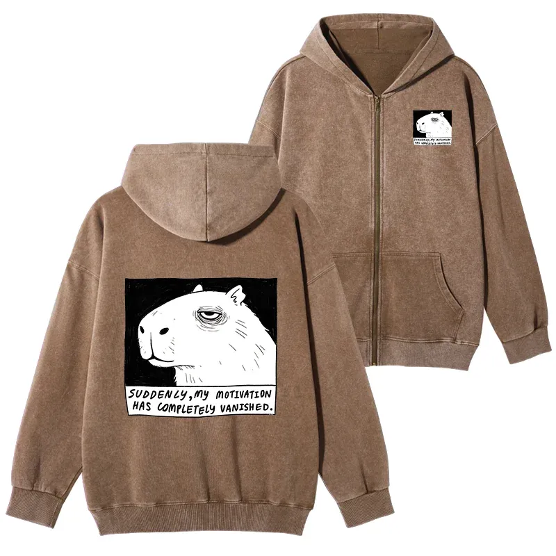 Tokyo-Tiger Power Has Completely Disappeared Washed Zip Hoodie