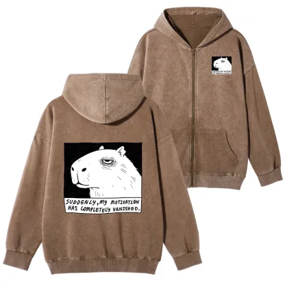 Tokyo-Tiger Power Has Completely Disappeared Washed Zip Hoodie