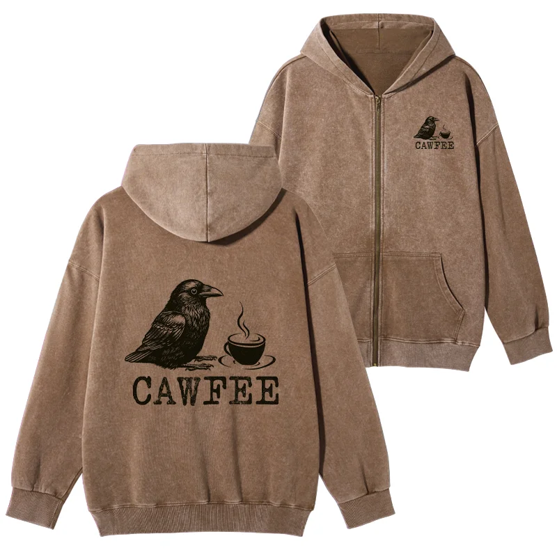 Tokyo-Tiger Cawfee Funny Japan Meme Washed Zip Hoodie