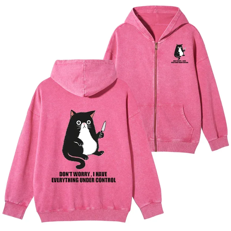 Tokyo-Tiger Cat Said Don't Worry Washed Zip Hoodie Sale