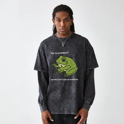 Tokyo-Tiger Stupid Frog Meme Washed Double Layer T-Shirt
