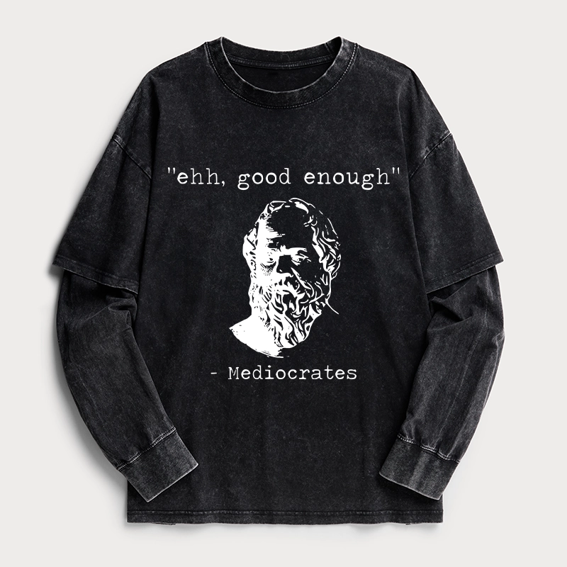 Tokyo-Tiger Mediocrates Meme Washed Double Layer T-Shirt