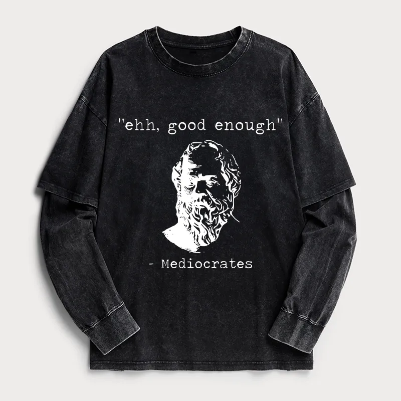 Tokyo-Tiger Mediocrates Meme Washed Double Layer T-Shirt