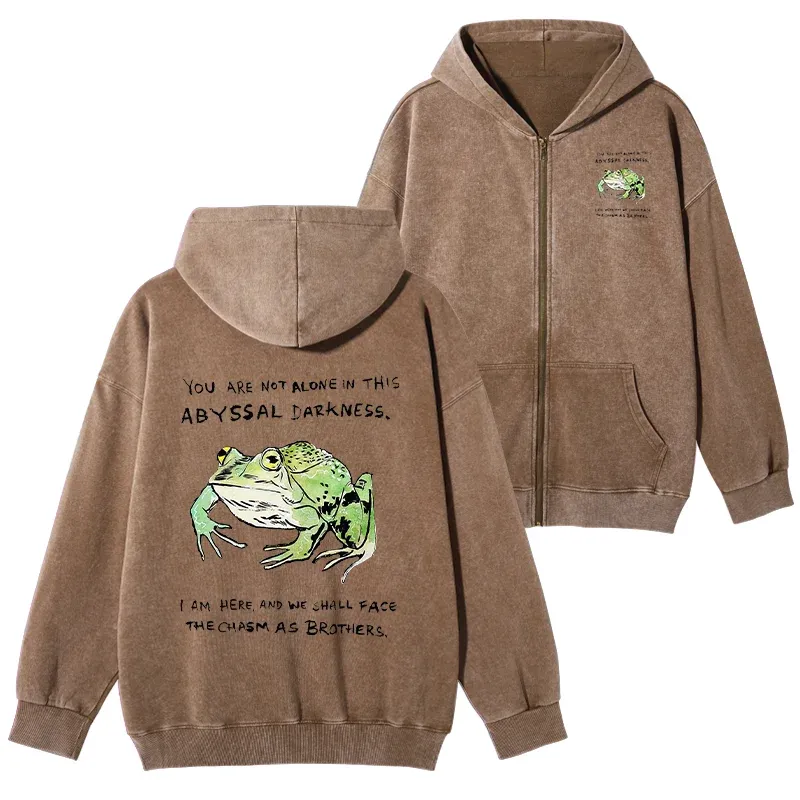 Tokyo-Tiger Support Your Frog Friends Washed Zip Hoodie