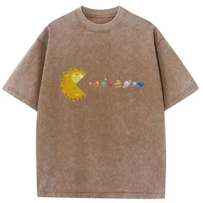 Tokyo-Tiger Funny Planet Game Washed T-Shirt