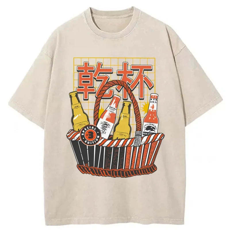 Tokyo-Tiger Have A Beer Together Washed T-Shirt