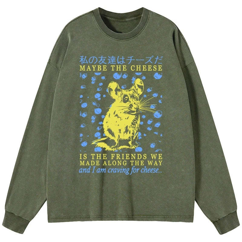 Tokyo-Tiger My Friend Is Cheese Washed Long Sleeve T-Shirt Sale
