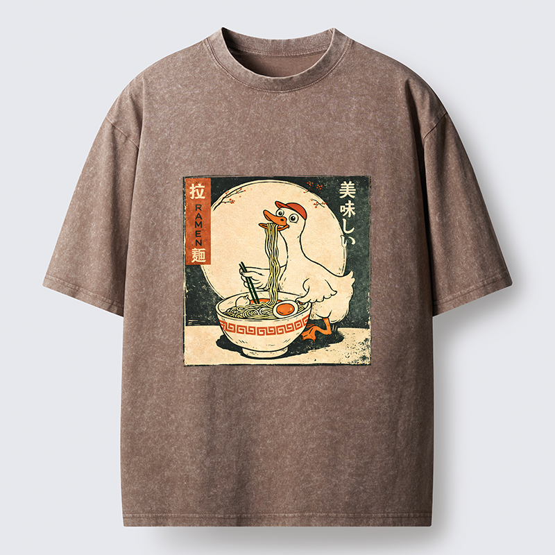 Tokyo-Tiger Retro Duck Ramen Washed T-Shirt