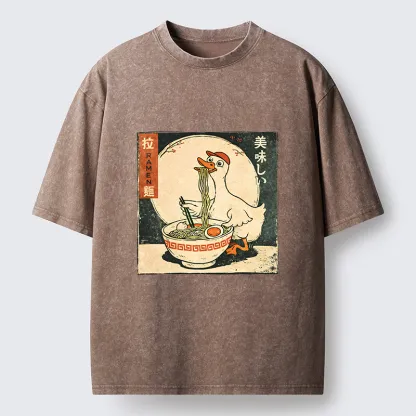 Tokyo-Tiger Retro Duck Ramen Washed T-Shirt