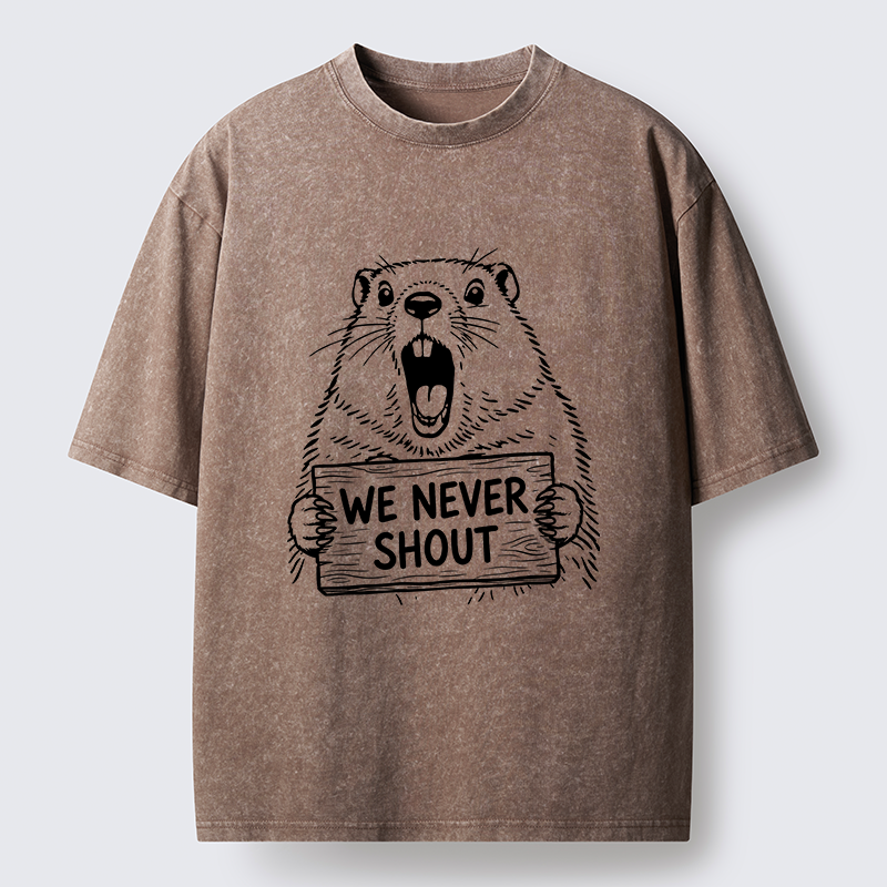 Tokyo-Tiger Shouting Groundhog Meme Washed T-Shirt