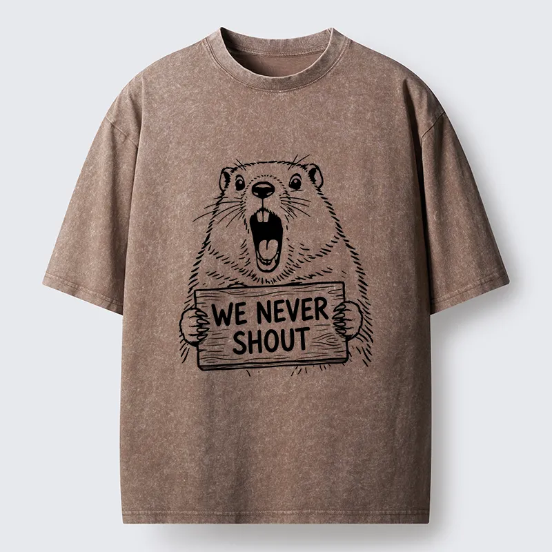 Tokyo-Tiger Shouting Groundhog Meme Washed T-Shirt