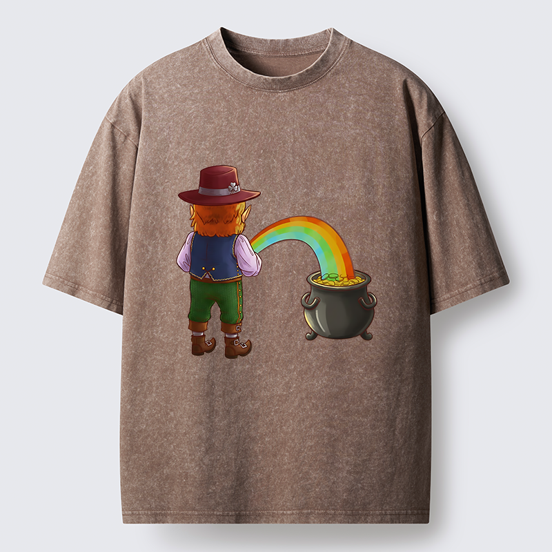 Tokyo-Tiger St Patrick's Day Rainbow Funny Washed T-Shirt