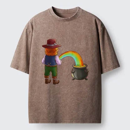 Tokyo-Tiger St Patrick's Day Rainbow Funny Washed T-Shirt