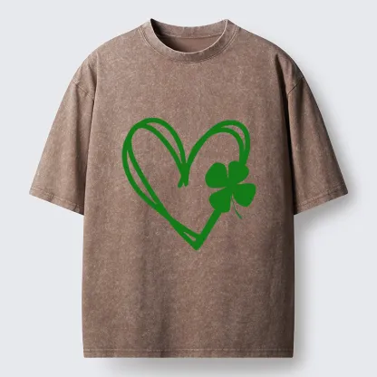 Tokyo-Tiger Heart And Clover Washed T-Shirt