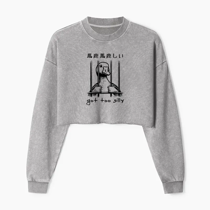 Tokyo-Tiger Got Too Silly Washed Crop Sweatshirt