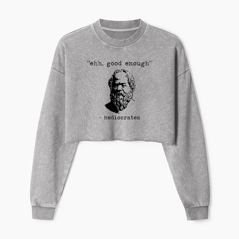 Tokyo-Tiger Mediocrates Meme Washed Crop Sweatshirt