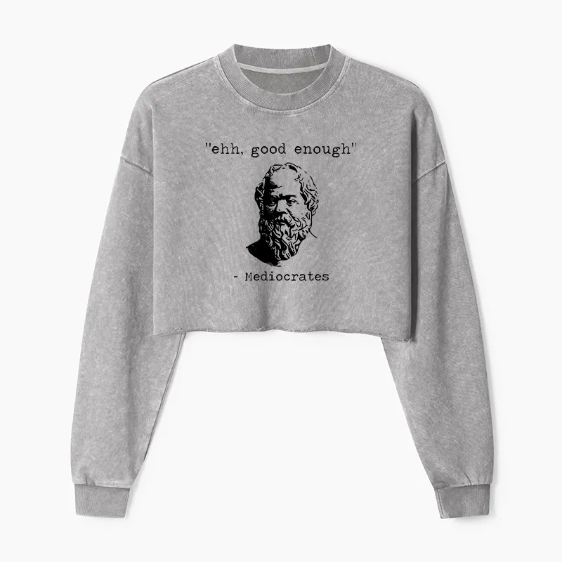 Tokyo-Tiger Mediocrates Meme Washed Crop Sweatshirt