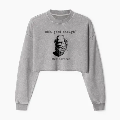 Tokyo-Tiger Mediocrates Meme Washed Crop Sweatshirt