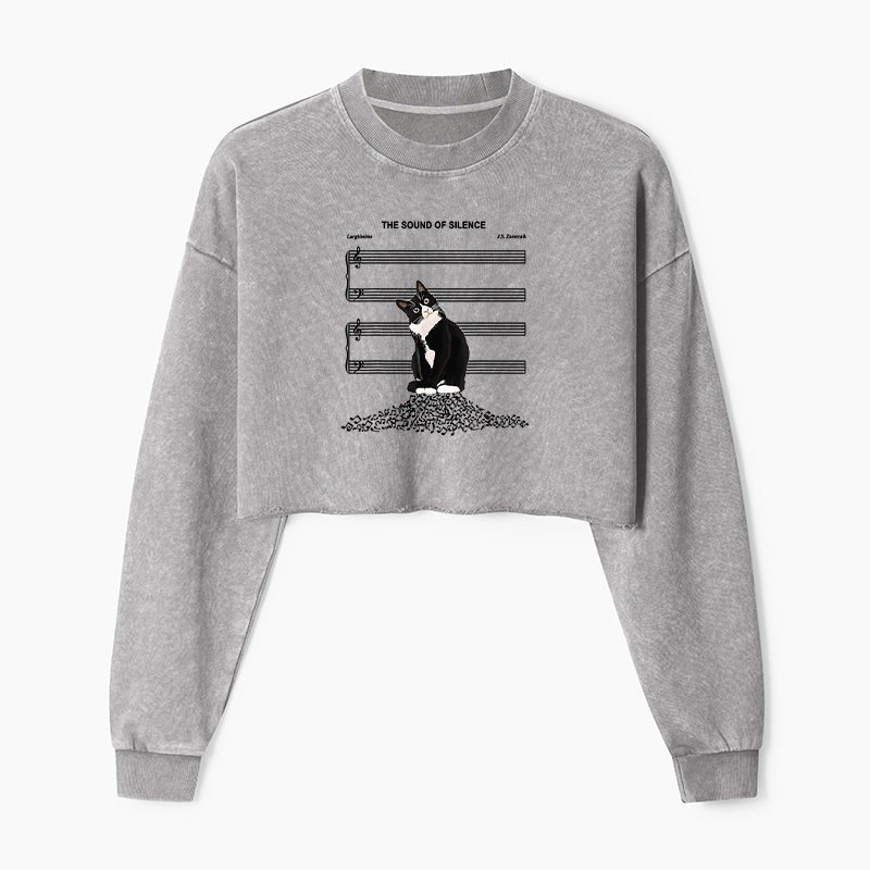 Tokyo-Tiger The Sound Of Silence Washed Crop Sweatshirt
