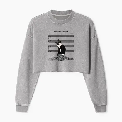 Tokyo-Tiger The Sound Of Silence Washed Crop Sweatshirt