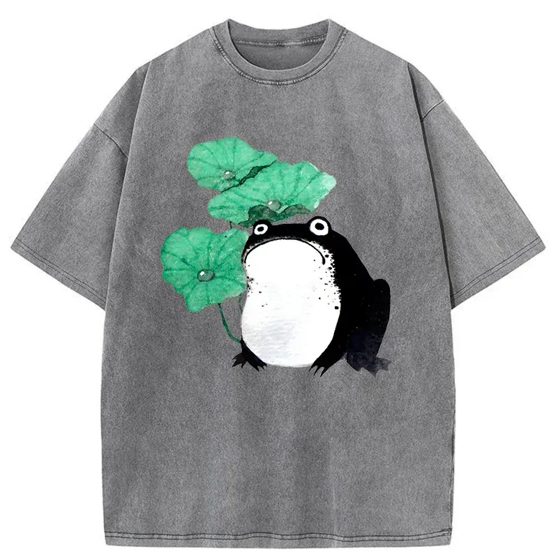 Tokyo-Tiger Lotus Leaf And Frog Washed T-Shirt