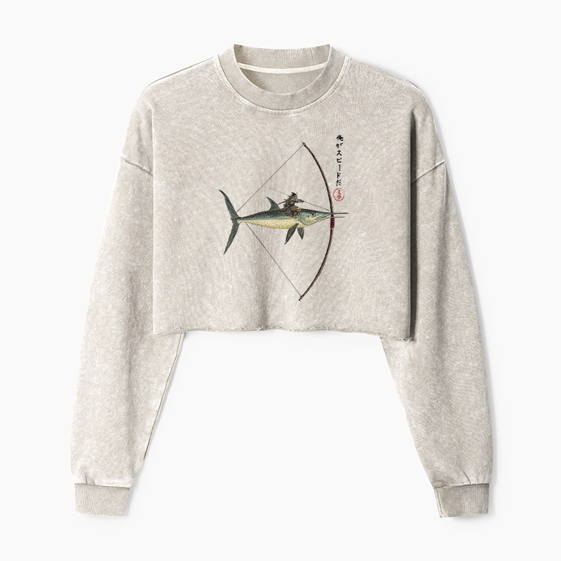 Tokyo-Tiger I Am Speed Washed Crop Sweatshirt