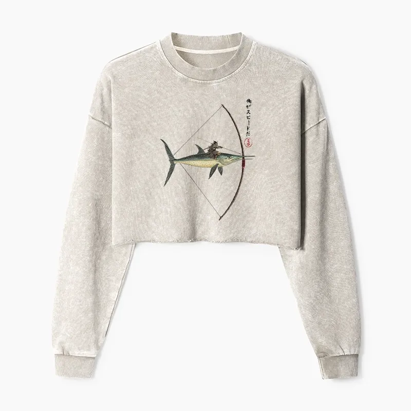 Tokyo-Tiger I Am Speed Washed Crop Sweatshirt