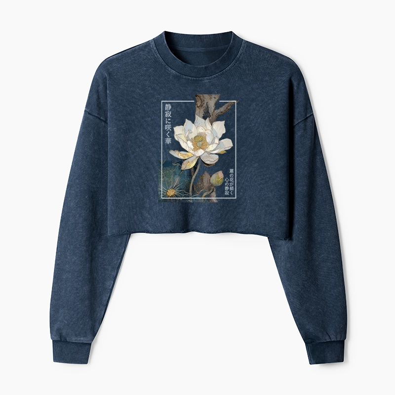 Tokyo-Tiger Blooming Lotus Japan Washed Crop Sweatshirt