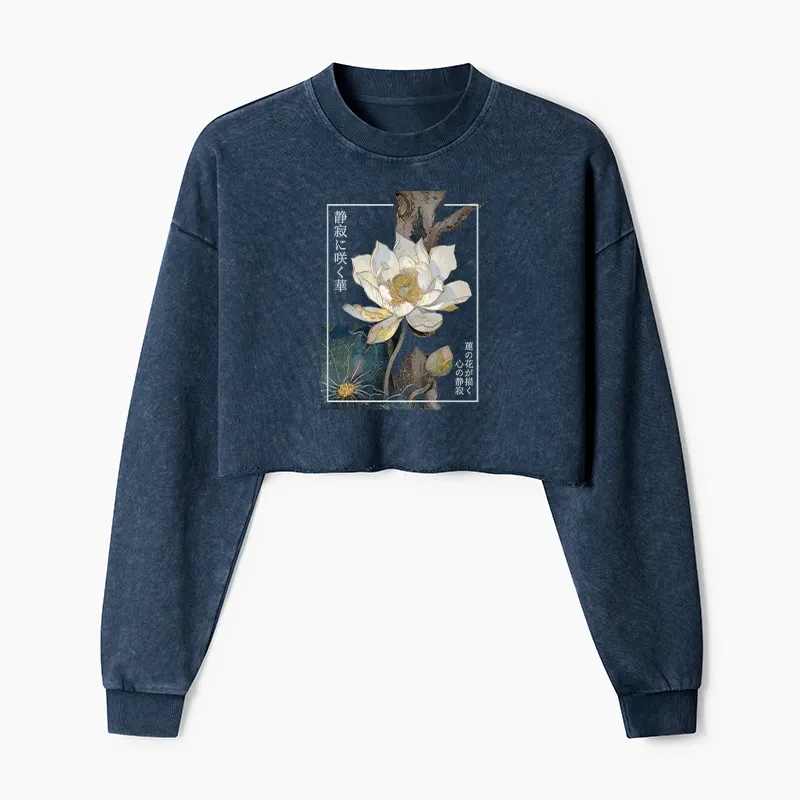 Tokyo-Tiger Blooming Lotus Japan Washed Crop Sweatshirt