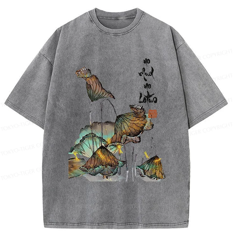 Tokyo-Tiger Zen Sayings No Mud No Lotus Washed T-Shirt