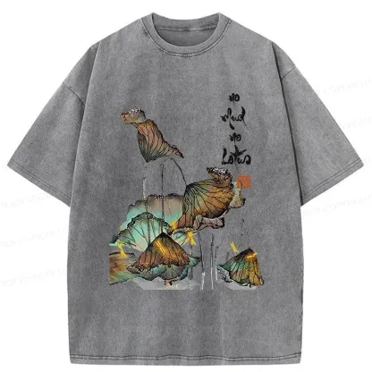 Tokyo-Tiger Zen Sayings No Mud No Lotus Washed T-Shirt