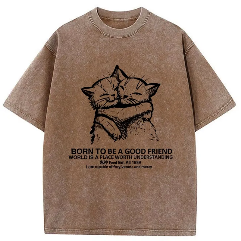 Tokyo-Tiger Born To Be A Good Friend Washed T-Shirt