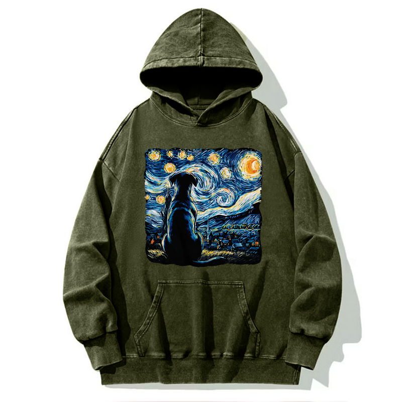 Tokyo-Tiger Starry Night Dog Washed Hoodie