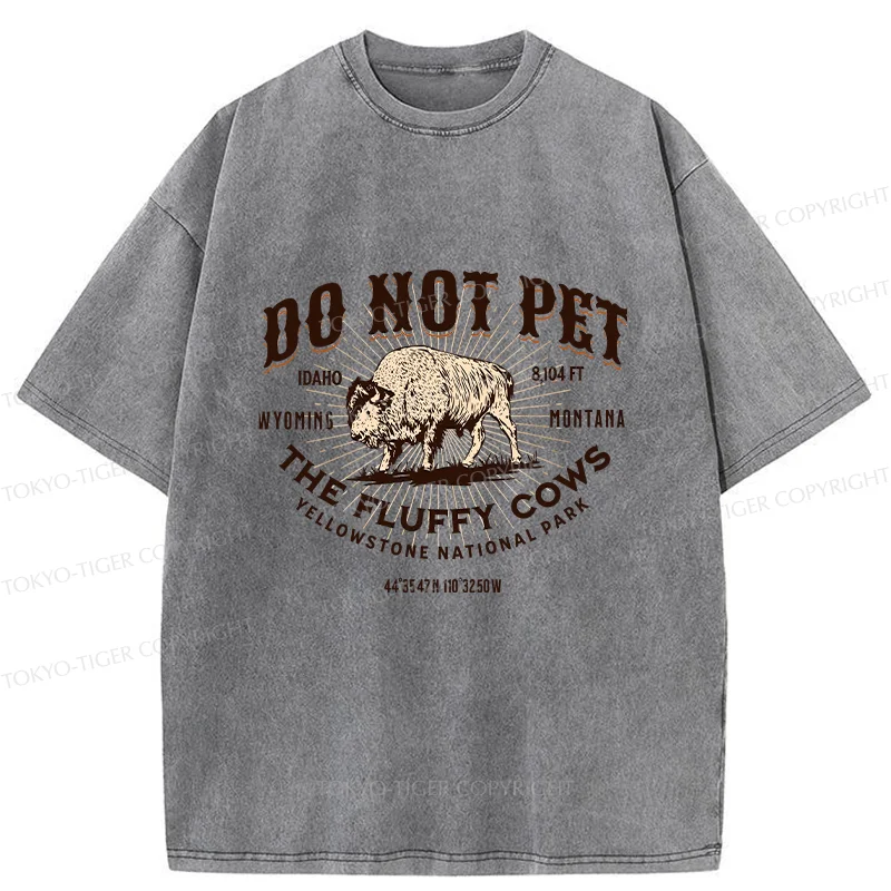 Tokyo-Tiger Fluffy Cows Funny Washed T-Shirt