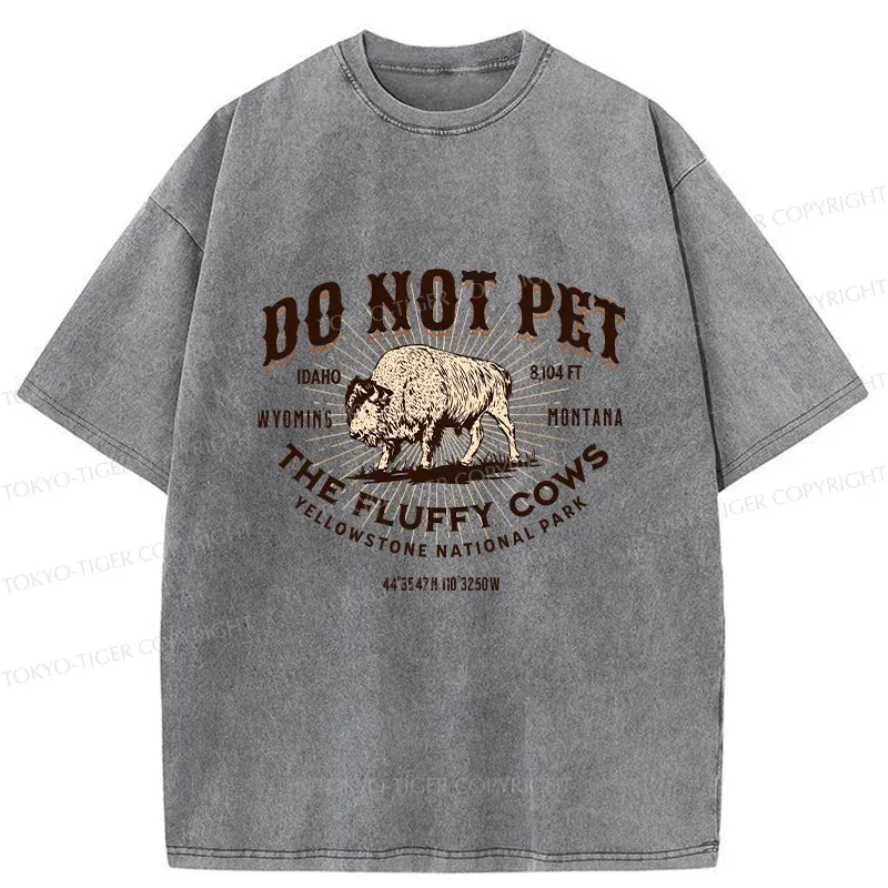 Tokyo-Tiger Fluffy Cows Funny Washed T-Shirt