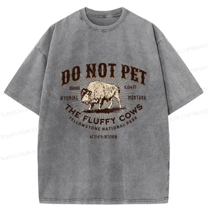 Tokyo-Tiger Fluffy Cows Funny Washed T-Shirt