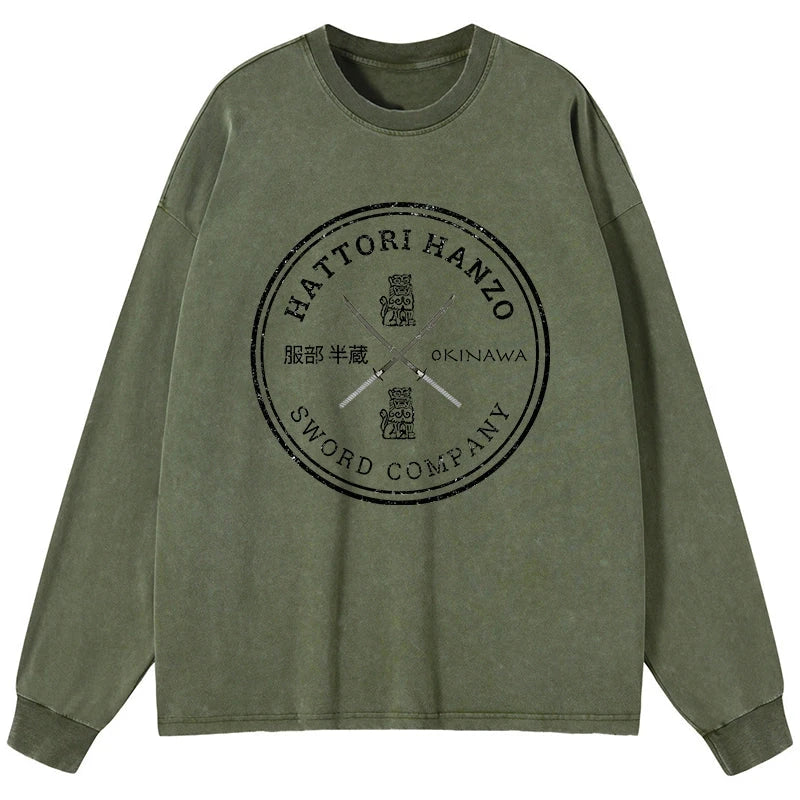 Tokyo-Tiger Hattori Hanzo Sword Company Washed Long Sleeve T-Shirt