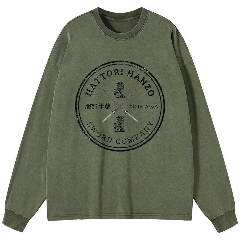 Tokyo-Tiger Hattori Hanzo Sword Company Washed Long Sleeve T-Shirt