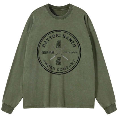 Tokyo-Tiger Hattori Hanzo Sword Company Washed Long Sleeve T-Shirt