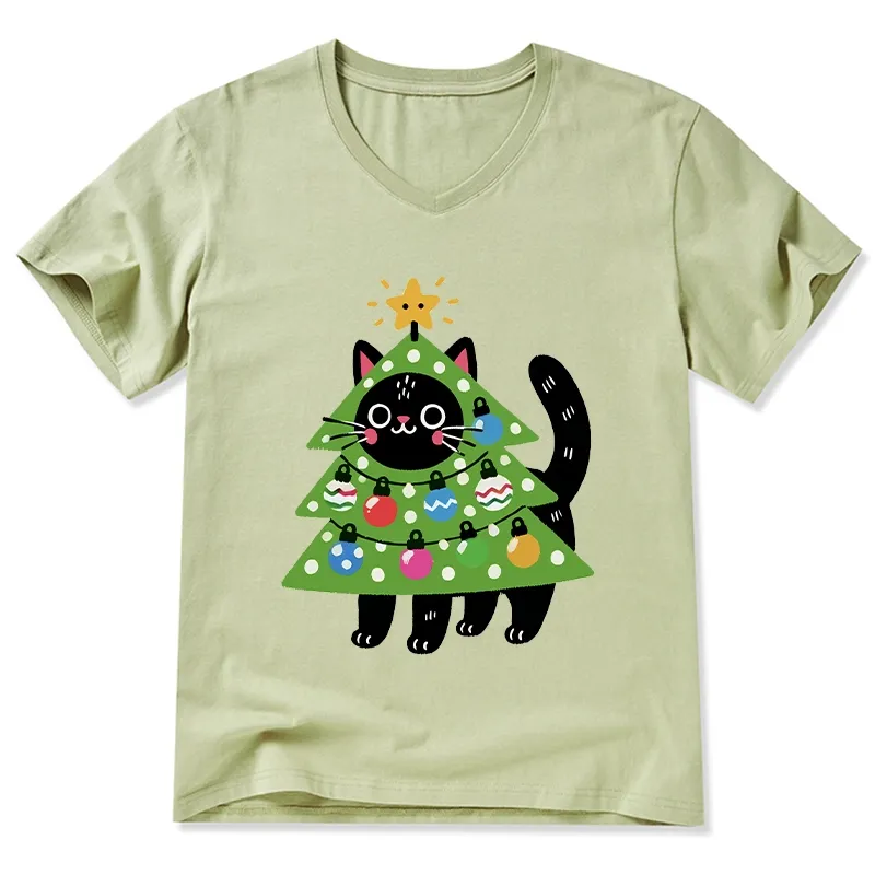 Tokyo-Tiger Christmas Tree Cat V-Neck Classic T-Shirt
