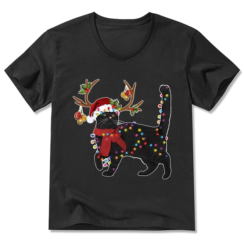 Tokyo-Tiger Christmas Black Cat V-Neck Classic T-Shirt