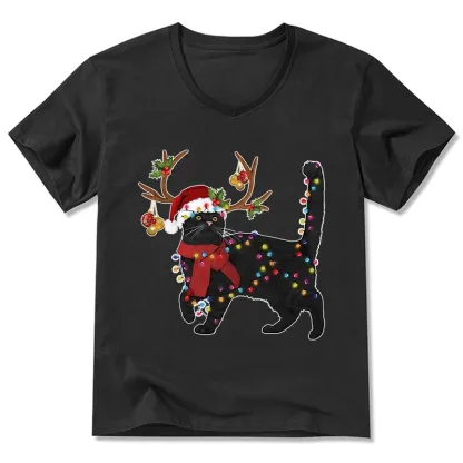 Tokyo-Tiger Christmas Black Cat V-Neck Classic T-Shirt
