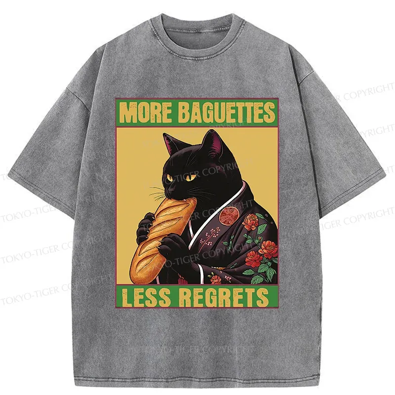 Tokyo-Tiger More Baguettes Less Regrets Washed T-Shirt