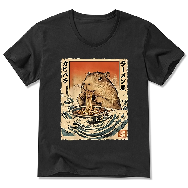 Tokyo-Tiger Hamster Eating Ramen V-Neck Classic T-Shirt