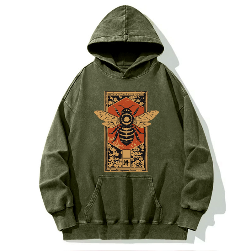 Tokyo-Tiger Japanese Bee Art Washed Hoodie