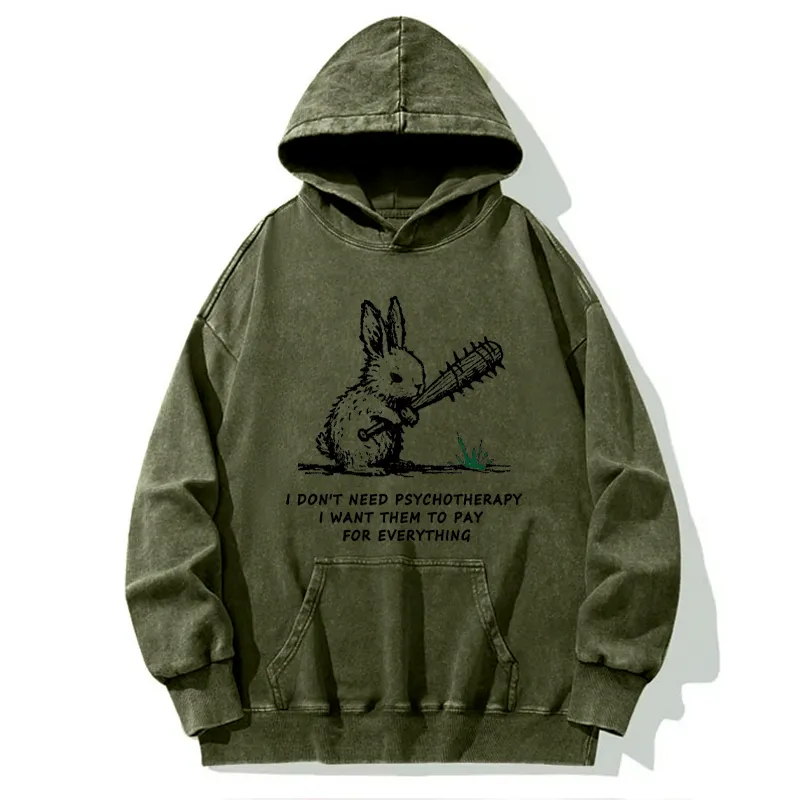 Tokyo-Tiger Violent Rabbit Funny Washed Hoodie